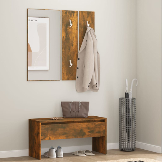 Product photograph of Elroy Wooden Hallway Furniture Set In Smoked Oak from Furniture in Fashion