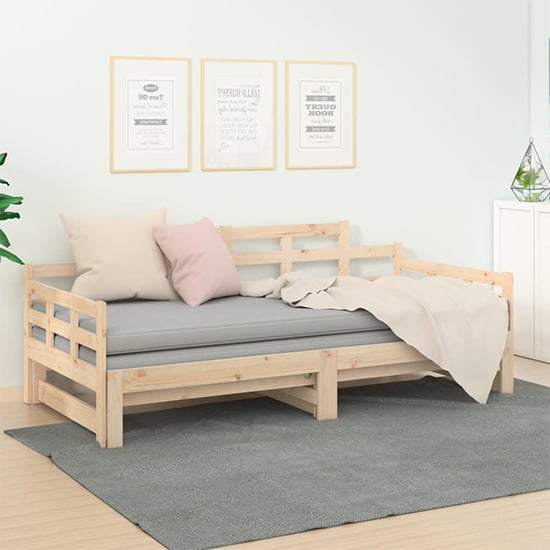 Product photograph of Elstan Solid Pine Wood Pull-out Single Day Bed In Natural from Furniture in Fashion