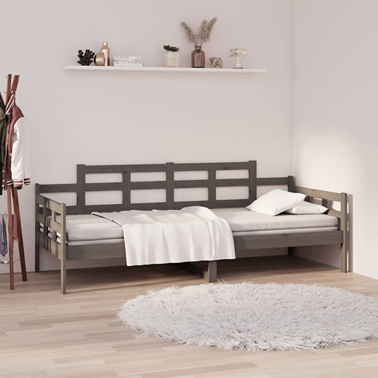 Product photograph of Elstan Solid Pine Wood Single Day Bed In Grey from Furniture in Fashion
