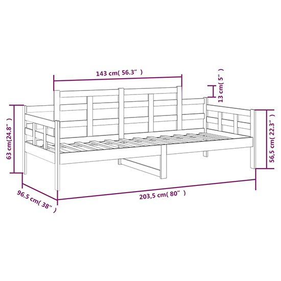 Elstan Solid Pine Wood Single Day Bed In Natural