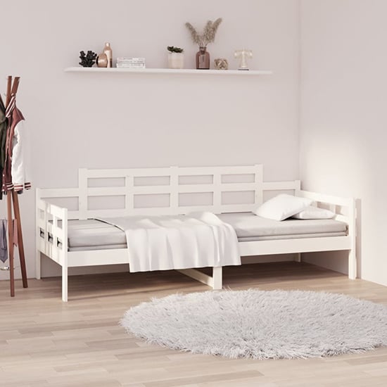 Product photograph of Elstan Solid Pine Wood Single Day Bed In White from Furniture in Fashion