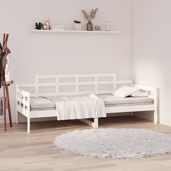 elstan solid pine wood single day bed in white