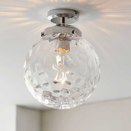 Product photograph of Elston Clear Glass Flush Ceiling Light In Chrome from Furniture in Fashion