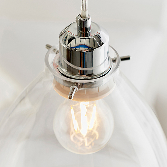 Elstow Glass Ceiling Pendant Light In Polished Chrome