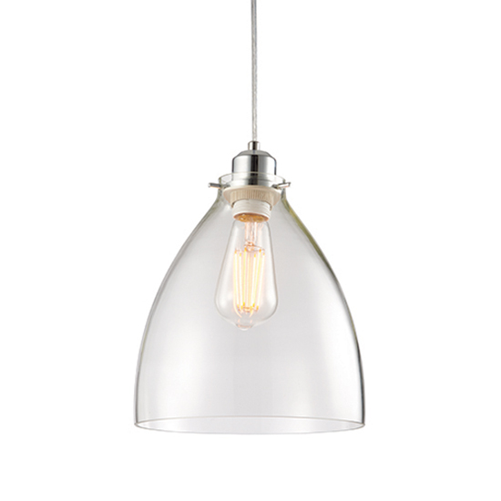 Product photograph of Elstow Glass Ceiling Pendant Light In Polished Chrome from Furniture in Fashion