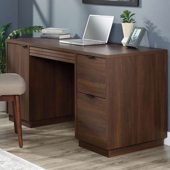 Elstree Wooden Double Pedestal Computer Desk In Mahogany