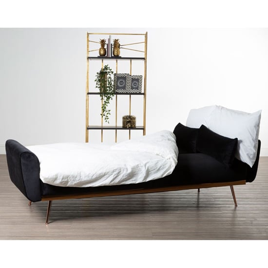 Eltanin Upholstered Velvet Sofa Bed With Gold Legs In Black_2