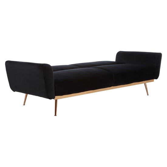 Eltanin Upholstered Velvet Sofa Bed With Gold Legs In Black_4