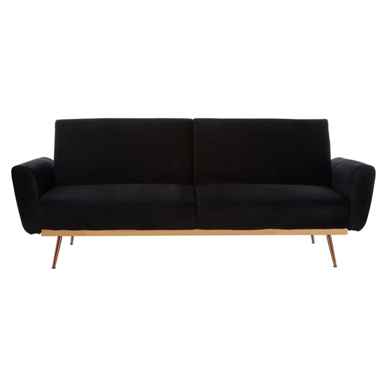 Eltanin Upholstered Velvet Sofa Bed With Gold Legs In Black_5
