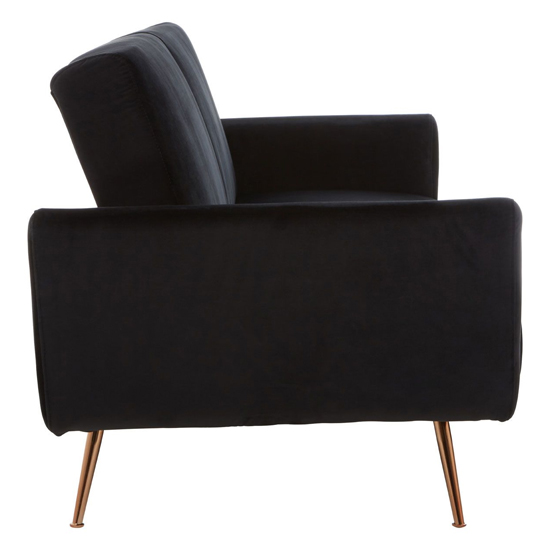 Eltanin Upholstered Velvet Sofa Bed With Gold Legs In Black_6