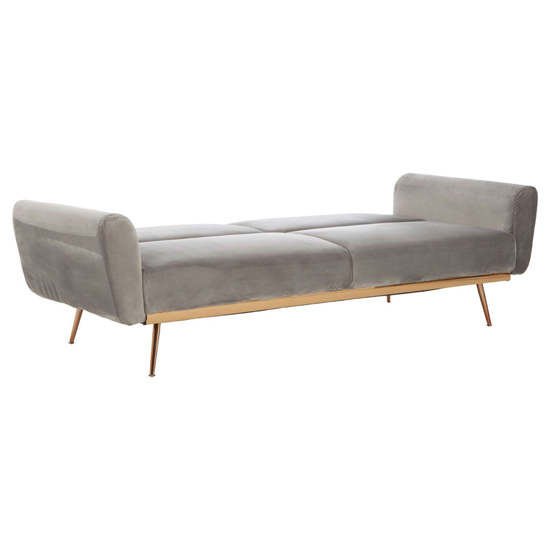 Eltanin Upholstered Velvet Sofa Bed With Gold Legs In Grey_3