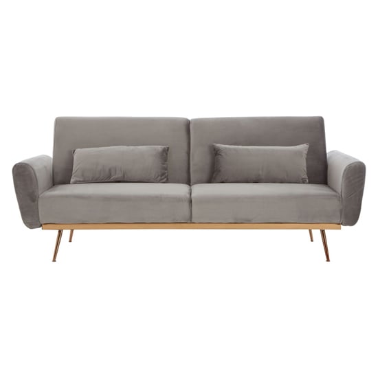 Eltanin Upholstered Velvet Sofa Bed With Gold Legs In Grey_4