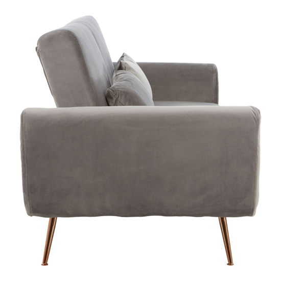 Eltanin Upholstered Velvet Sofa Bed With Gold Legs In Grey_5