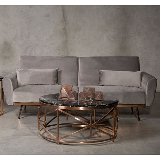 Eltanin Upholstered Velvet Sofa Bed With Gold Legs In Grey_1