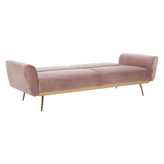 Eltanin Upholstered Velvet Sofa Bed With Gold Legs In Pink_2