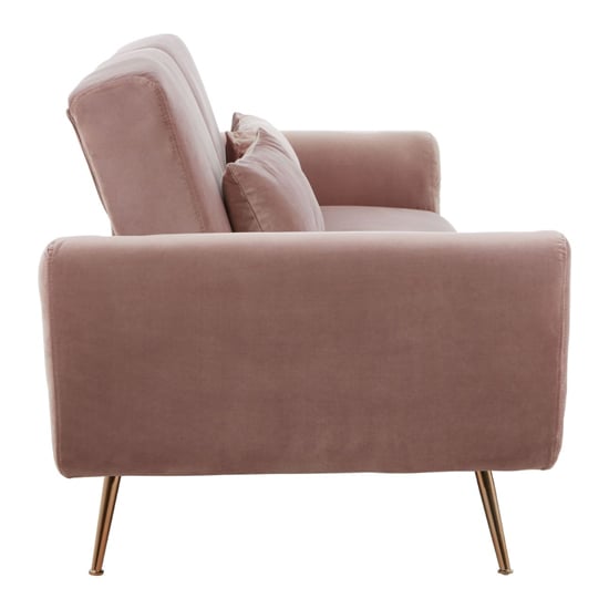 Eltanin Upholstered Velvet Sofa Bed With Gold Legs In Pink_4
