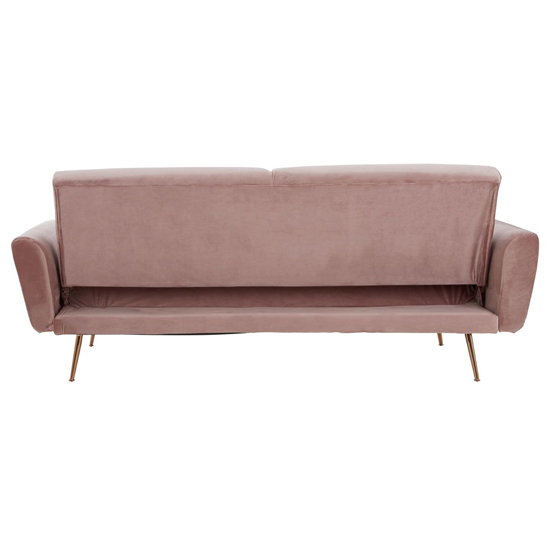 Eltanin Upholstered Velvet Sofa Bed With Gold Legs In Pink_5