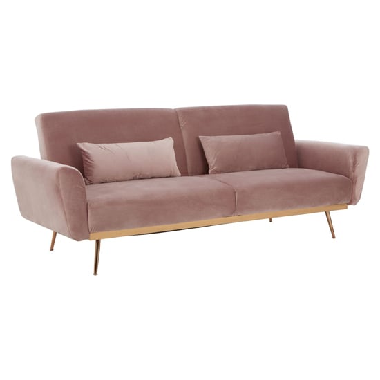 Product photograph of Eltanin Upholstered Velvet Sofa Bed With Gold Legs In Pink from Furniture in Fashion