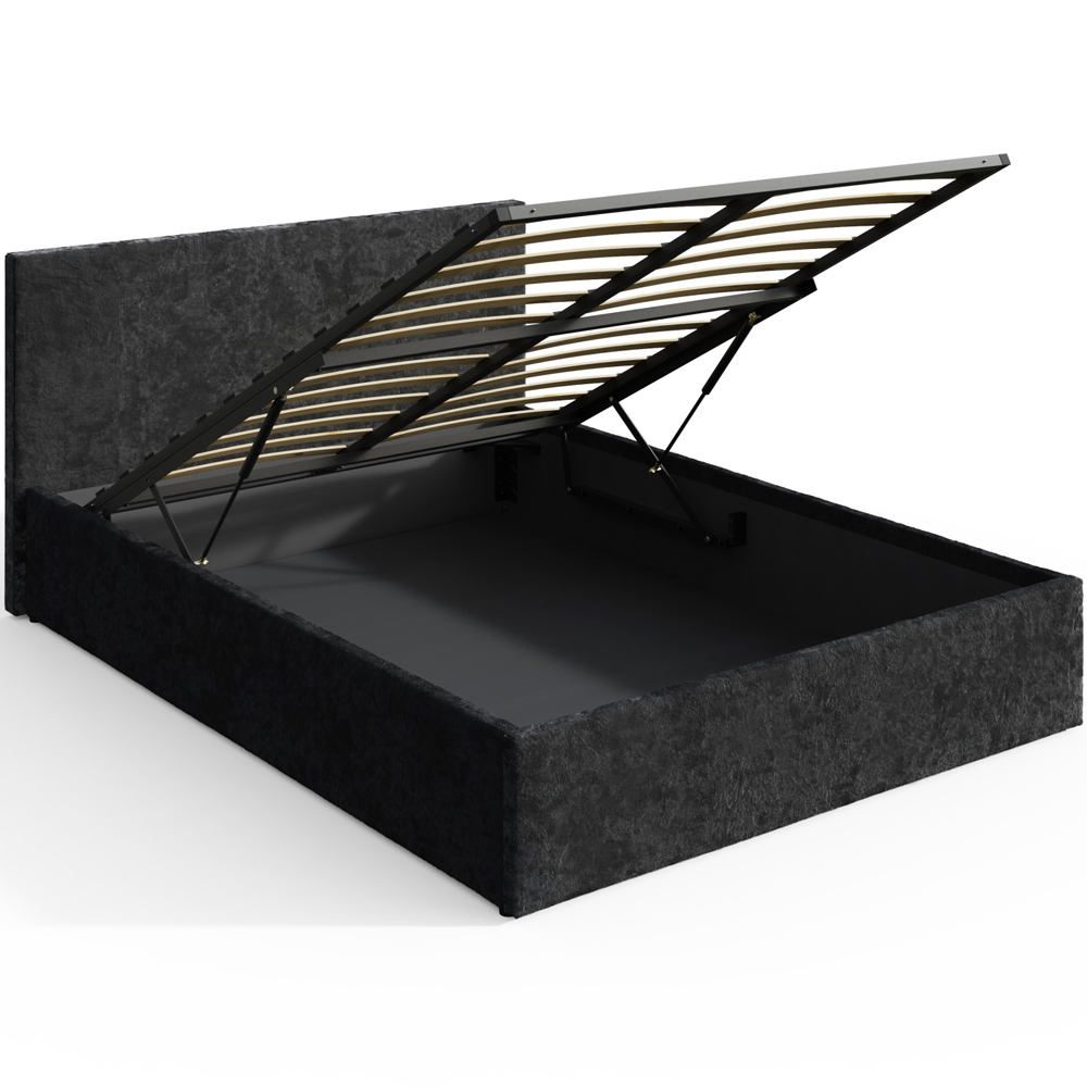 Eltham End Lift Crushed Velvet Ottoman Small Double Bed In Black