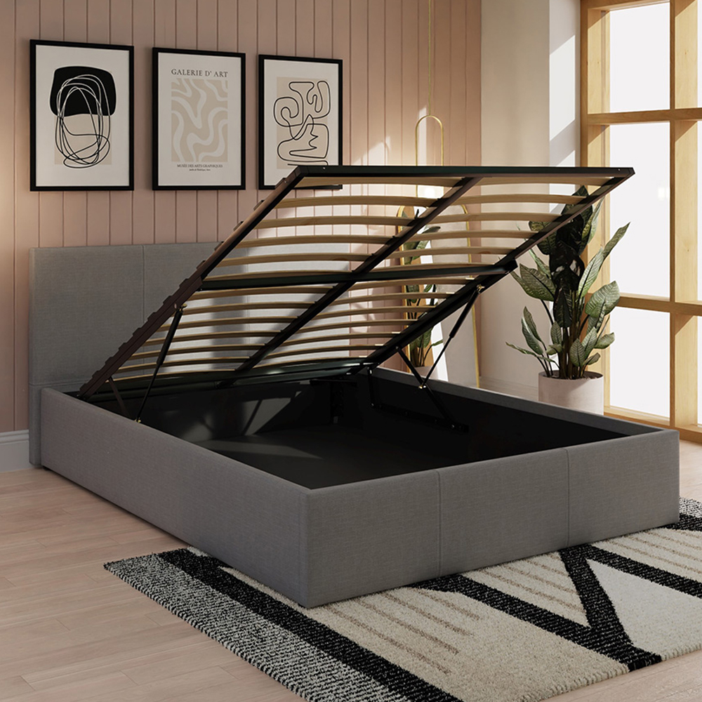Eltham End Lift Fabric Ottoman Small Double Bed In Grey