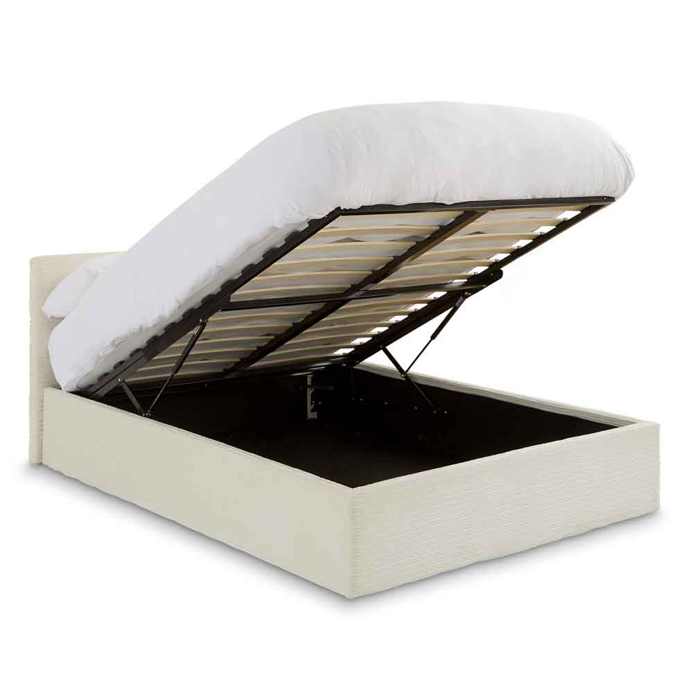 Eltham End Lift Fabric Ottoman Storage Double Bed in Cream