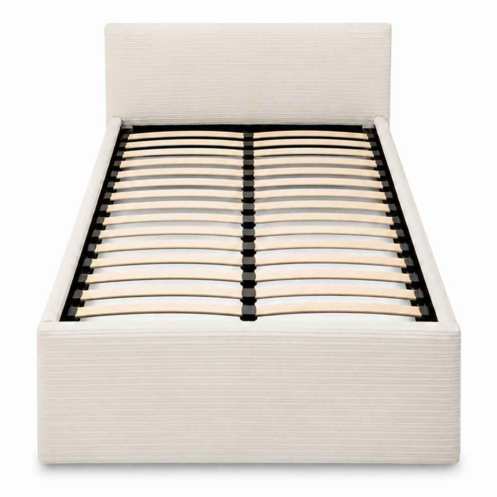 Eltham End Lift Fabric Ottoman Storage Single Bed in Cream