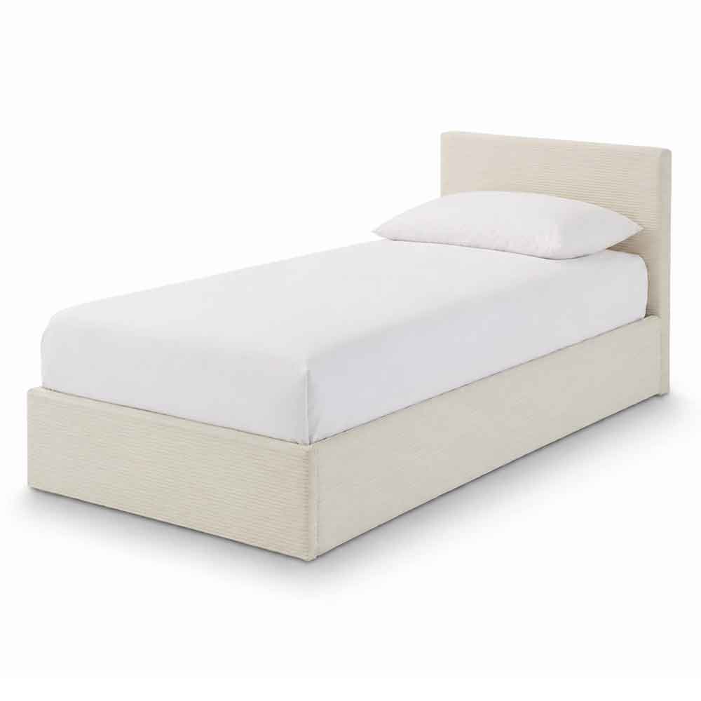 Eltham End Lift Fabric Ottoman Storage Single Bed in Cream