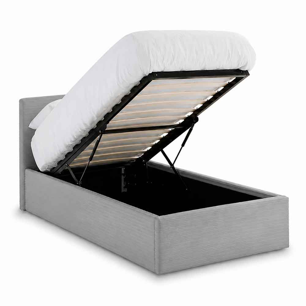 Eltham End Lift Fabric Ottoman Storage Single Bed in Grey