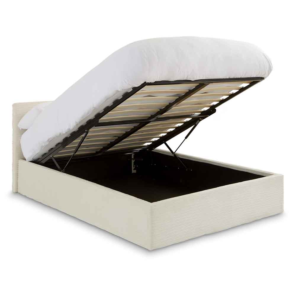 Eltham End Lift Fabric Ottoman Storage Small Double Bed in Cream