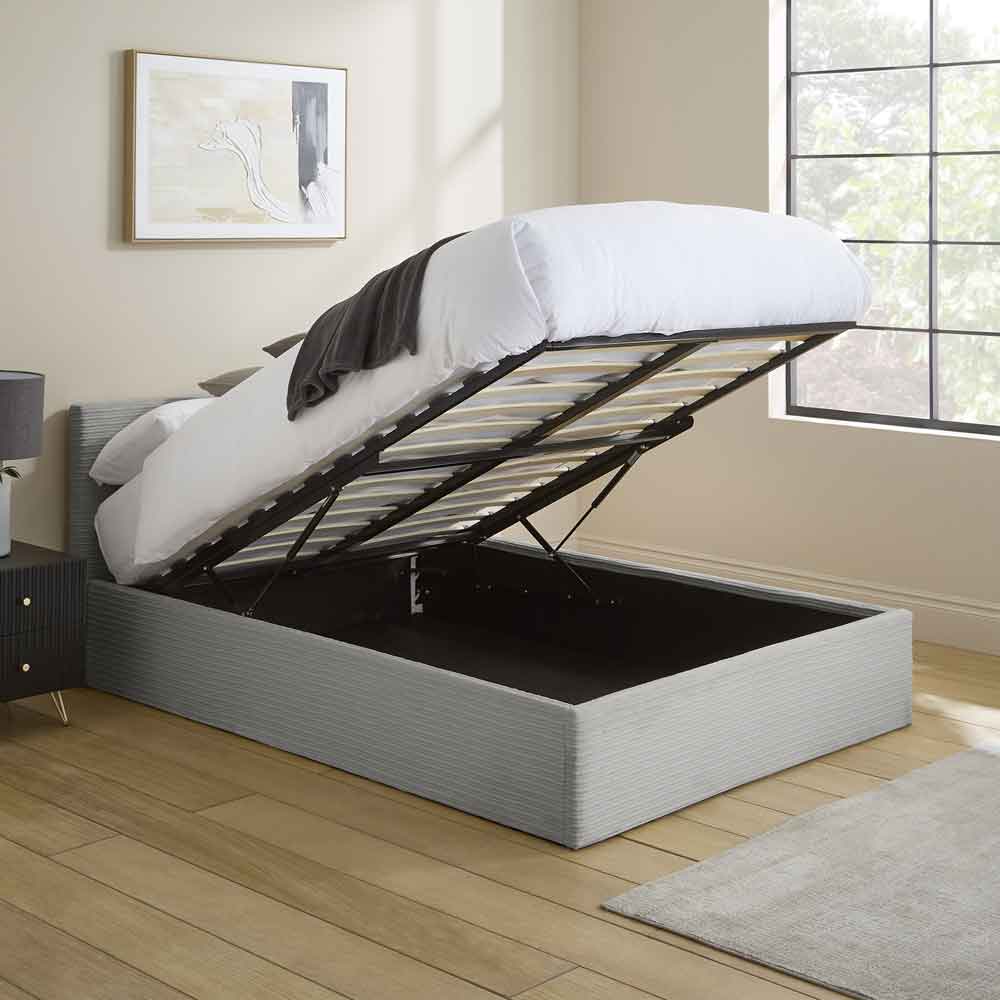 Eltham End Lift Fabric Ottoman Storage Small Double Bed in Grey