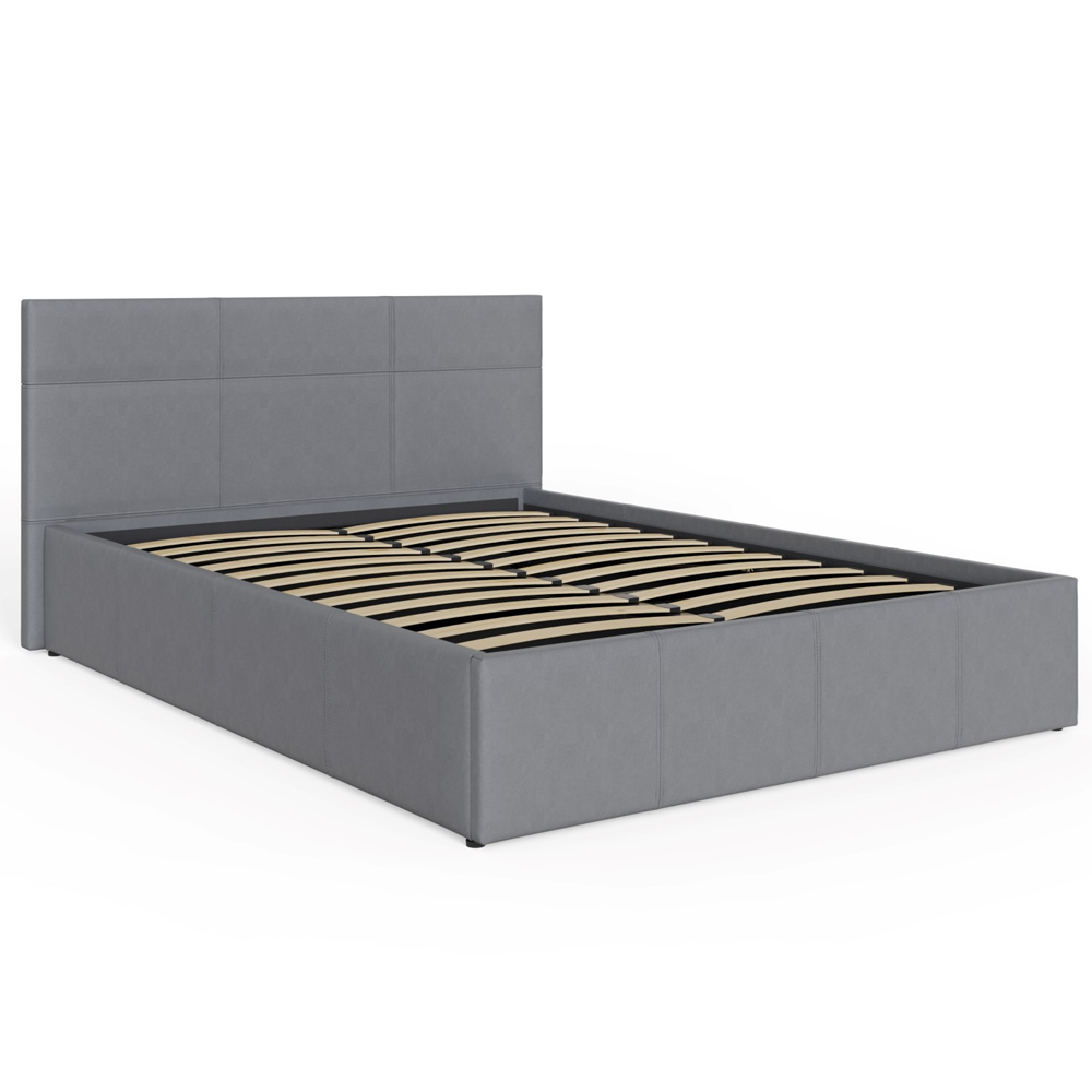 Eltham End Lift PU Leather Ottoman Small Double Bed In Grey