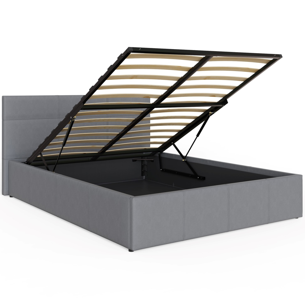 Eltham End Lift PU Leather Ottoman Small Double Bed In Grey