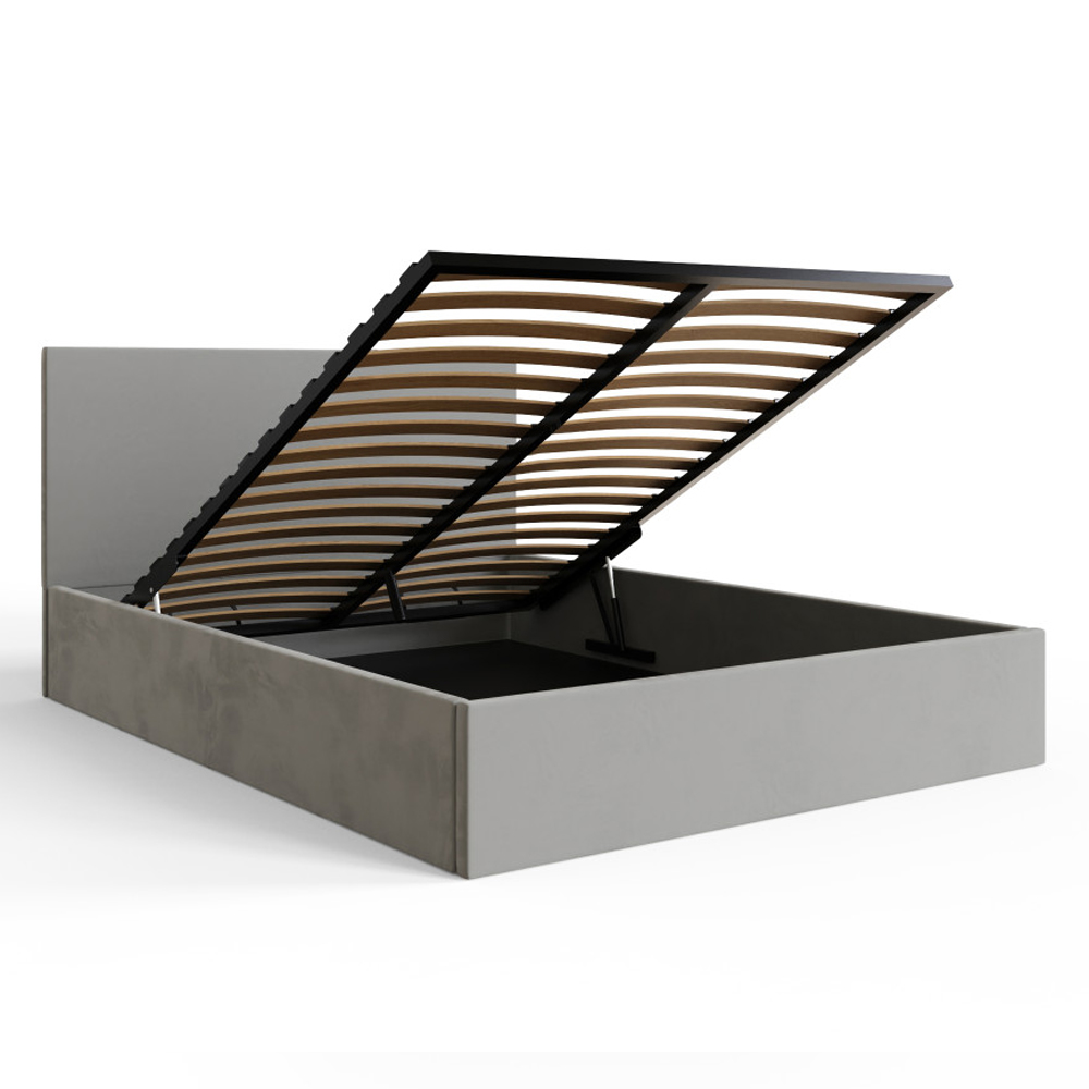 Eltham End Lift Velvet Ottoman Storage Double Bed in Charcoal Grey