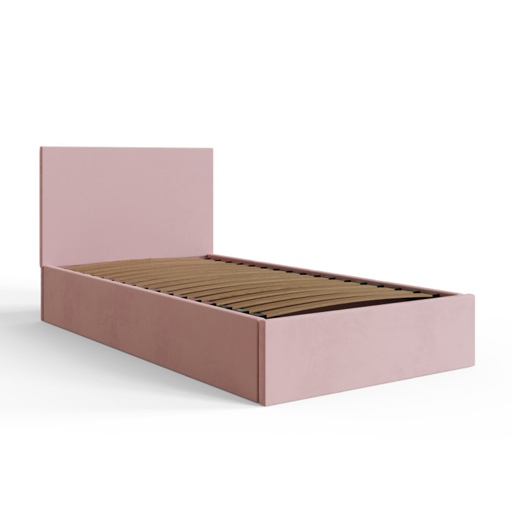 Eltham End Lift Velvet Ottoman Storage Single Bed in Blush Pink