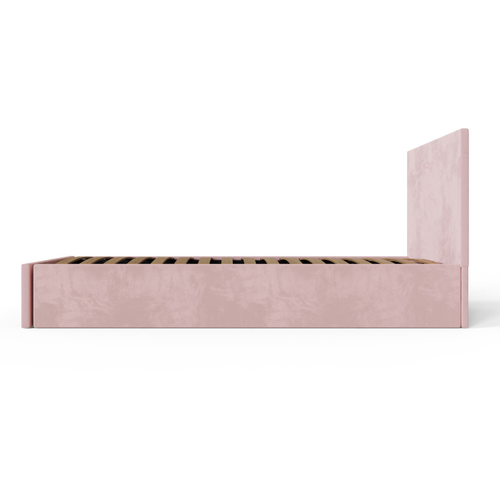 Eltham End Lift Velvet Ottoman Storage Single Bed in Blush Pink