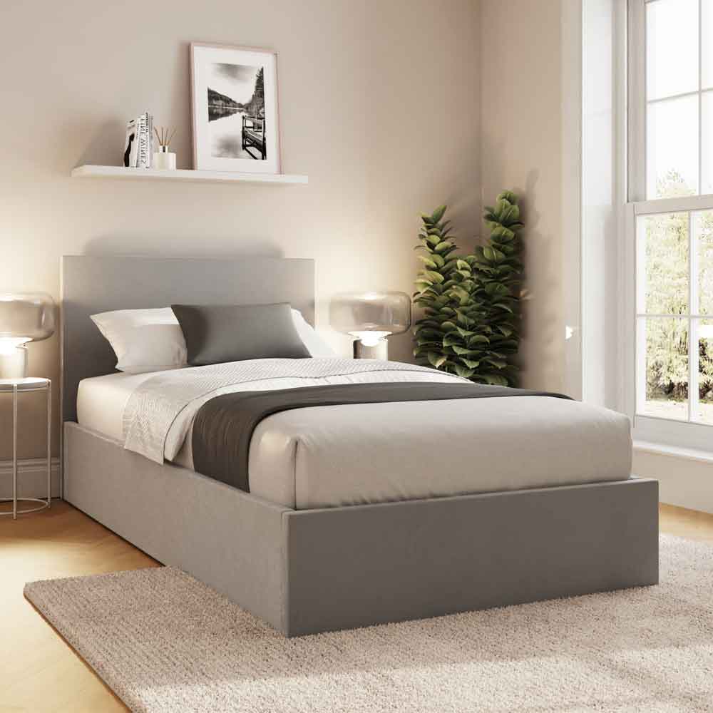 Eltham End Lift Velvet Ottoman Storage Single Bed in Charcoal Grey