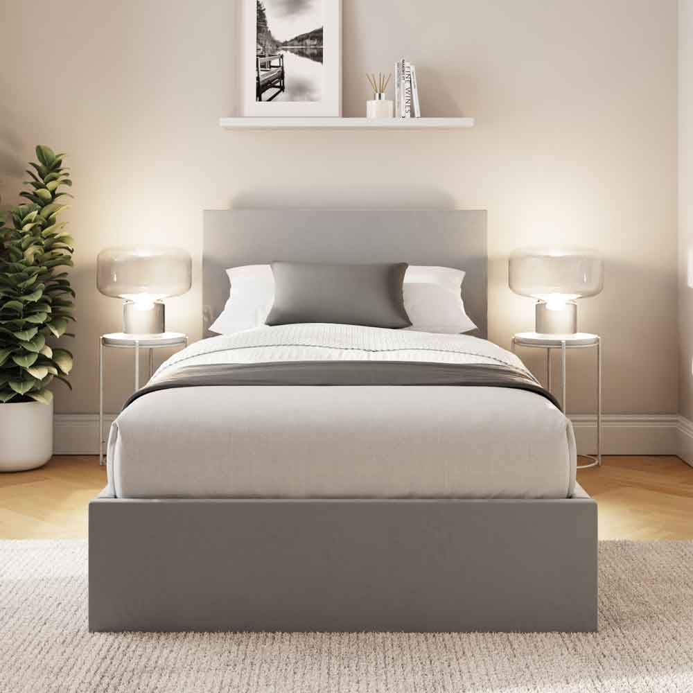 Eltham End Lift Velvet Ottoman Storage Single Bed in Charcoal Grey