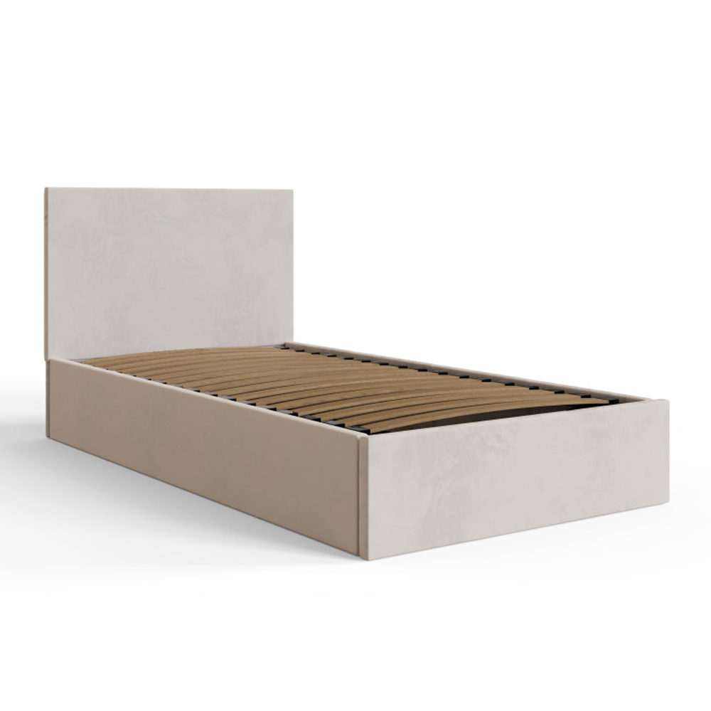 Eltham End Lift Velvet Ottoman Storage Single Bed in Natural