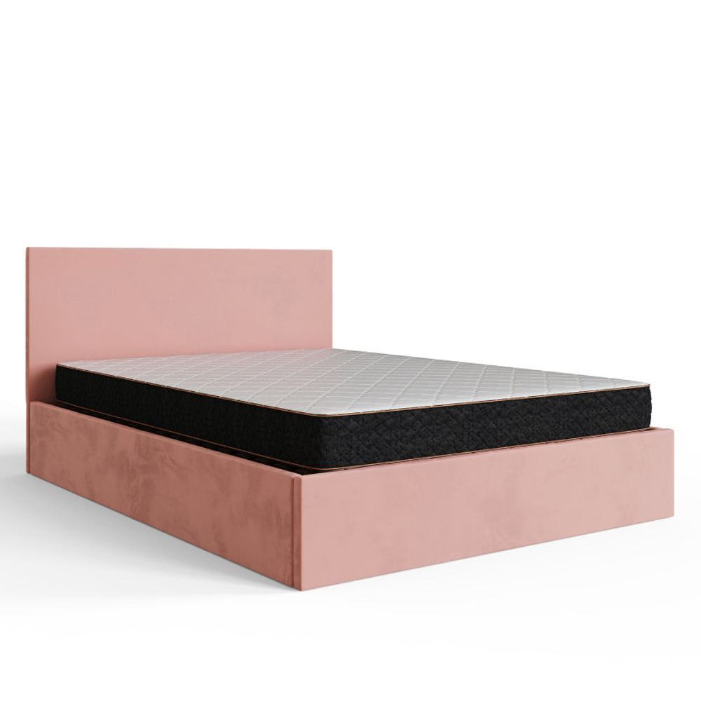 Eltham End Lift Velvet Ottoman Storage Small Double Bed in Blush Pink