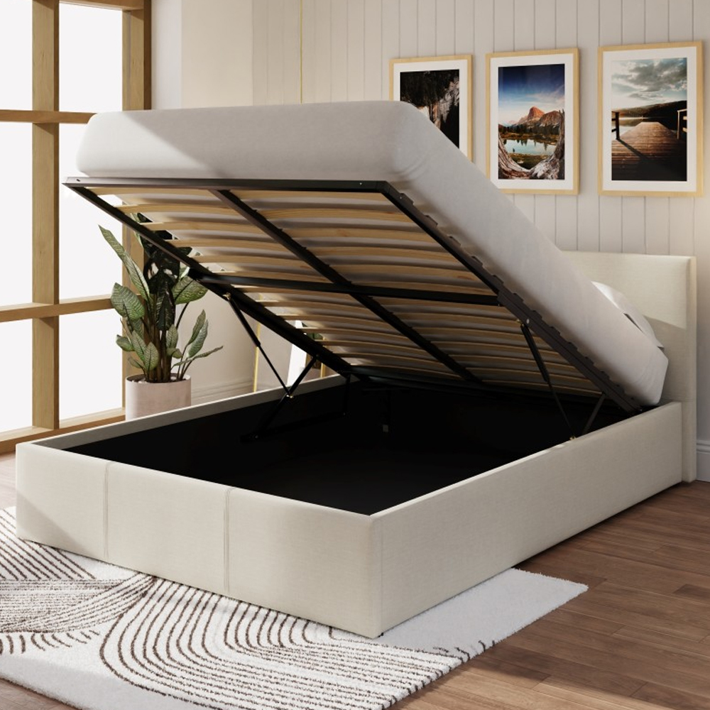 Eltham End Lift Fabric Ottoman Double Bed In Natural