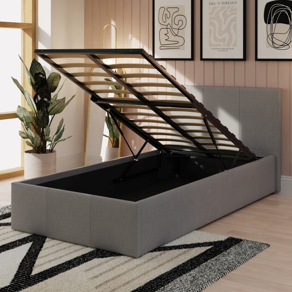 Eltham End Lift Fabric Ottoman Single Bed In Grey