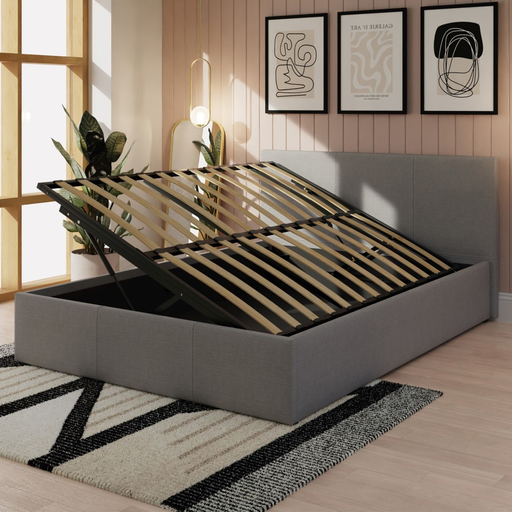 Eltham Side Lift Fabric Ottoman King Size Bed In Grey