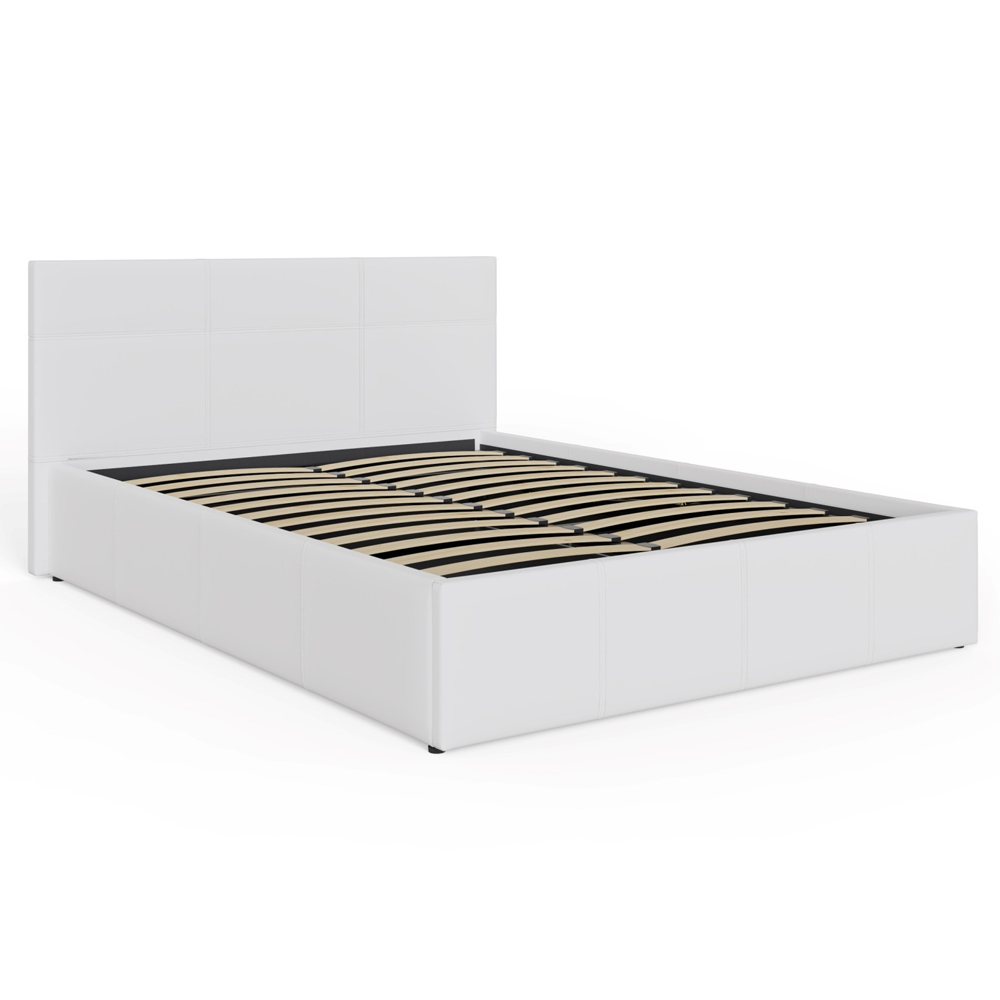 Eltham Side Lift PU Leather Ottoman Double Bed In White