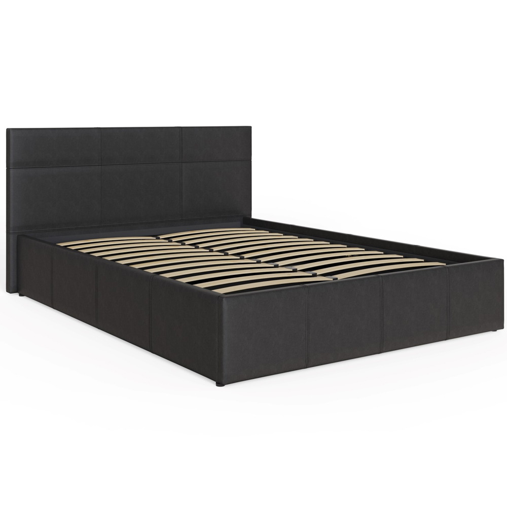 Eltham Side Lift PU Leather Ottoman King Size Bed In Black