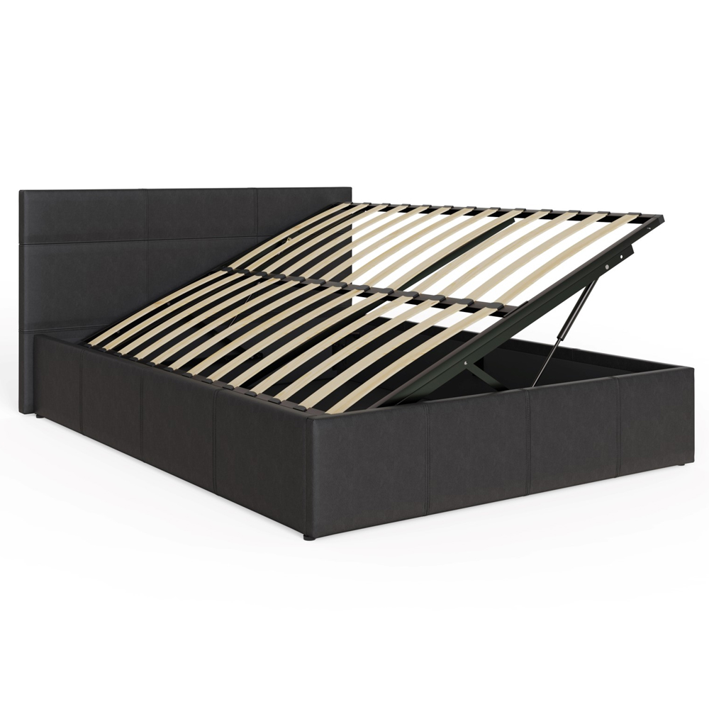Eltham Side Lift PU Leather Ottoman King Size Bed In Black
