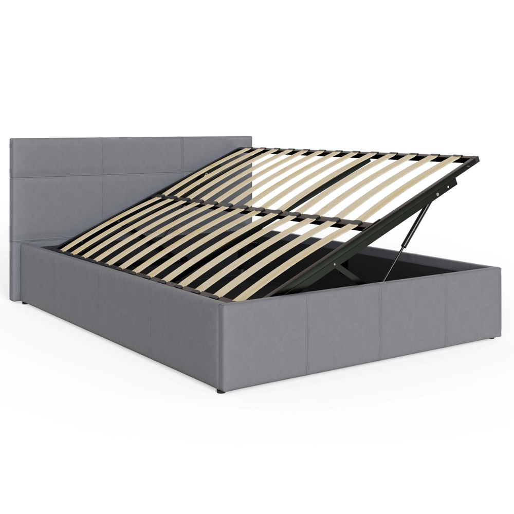 Eltham Side Lift PU Leather Ottoman King Size Bed In Grey