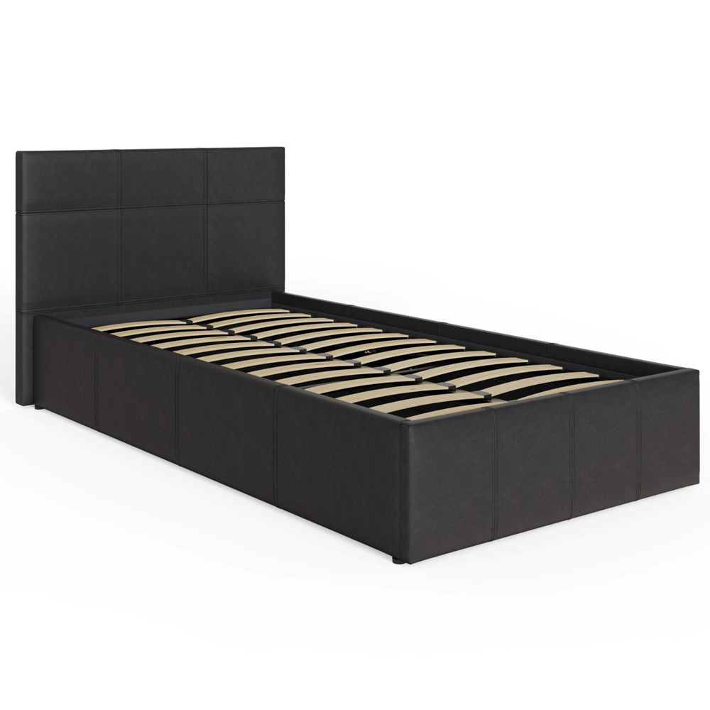 Eltham Side Lift PU Leather Ottoman Single Bed In Black