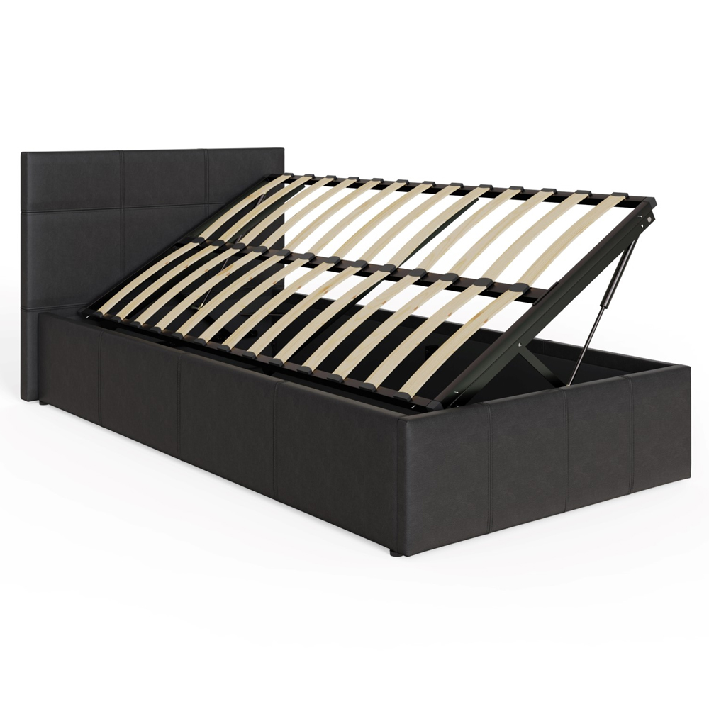 Eltham Side Lift PU Leather Ottoman Single Bed In Black