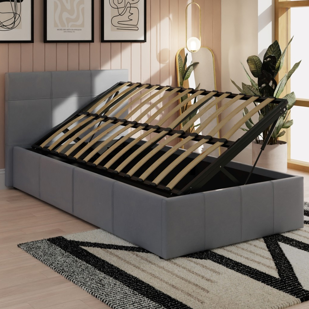 Eltham Side Lift PU Leather Ottoman Single Bed In Grey