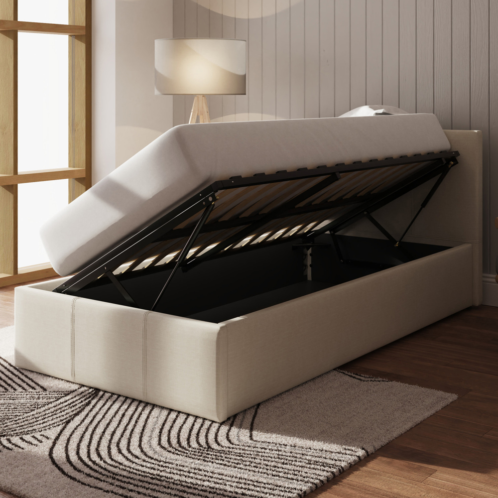 Eltham Side Lift Fabric Ottoman Single Bed In Natural